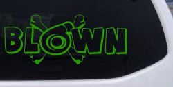 Blown Turbo Blower With Crossbones Moto Sports Car or Truck Window Decal Sticker (Lime)