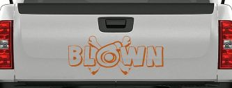 Blown Turbo Blower With Crossbones Moto Sports Car or Truck Window Vinyl Decal Sticker (Nut Brown)