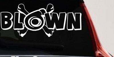 Blown Turbo Blower With Crossbones Moto Sports Car or Truck Window Vinyl Decal Sticker