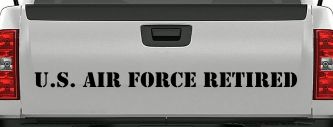 US Air Force Retired text Military Car or Truck Window Decal Sticker (Black)