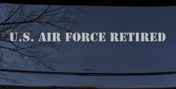 US Air Force Retired text Military Car or Truck Window Vinyl Decal Sticker (Light Gray)