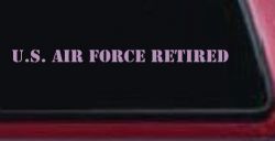 US Air Force Retired text Military Car or Truck Window Decal Sticker (Lilac)