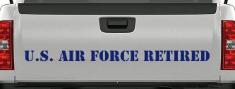 US Air Force Retired text Military Car or Truck Window Vinyl Decal Sticker (Navy)