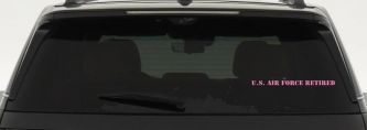 US Air Force Retired text Military Car or Truck Window Vinyl Decal Sticker (Pink)