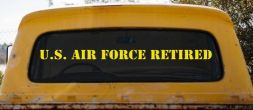 US Air Force Retired text Military Car or Truck Window Vinyl Decal Sticker (Yellow)