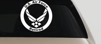 US Air Force Retired Circle Military Car or Truck Window Vinyl Decal Sticker