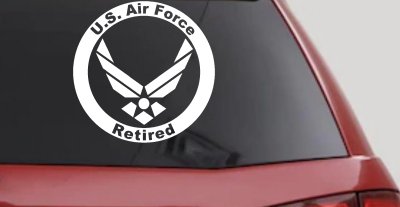 US Air Force Retired Circle Military Car or Truck Window Vinyl Decal Sticker