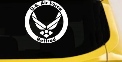 US Air Force Retired Circle Military Car or Truck Window Vinyl Decal Sticker