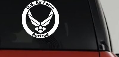US Air Force Retired Circle Military Car or Truck Window Vinyl Decal Sticker