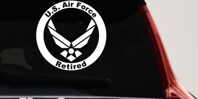 US Air Force Retired Circle Military Car or Truck Window Vinyl Decal Sticker