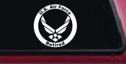 US Air Force Retired Circle Military Car or Truck Window Decal Sticker