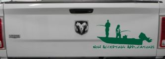 Now Accepting Applications for Wife Girlfriend Fisher Fishing Car or Truck Window Decal Sticker (Dark Green)
