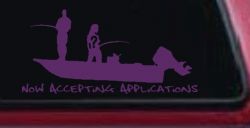 Now Accepting Applications for Wife Girlfriend Fisher Fishing Car or Truck Window Decal Sticker (Violet)