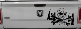 Skull and Cross Bones 4X4 Off Road Car or Truck Window Decal Sticker (Black)