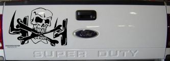 Skull and Cross Bones 4X4 Off Road Car or Truck Window Decal Sticker (Black)