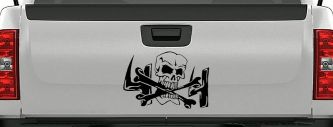 Skull and Cross Bones 4X4 Off Road Car or Truck Window Decal Sticker (Matte Black)