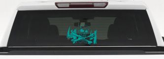 Skull and Cross Bones 4X4 Off Road Car or Truck Window Vinyl Decal Sticker (Turquoise)