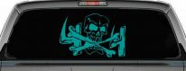Skull and Cross Bones 4X4 Off Road Car or Truck Window Decal Sticker (Turquoise)