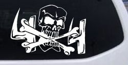 Skull and Cross Bones 4X4 Off Road Car or Truck Window Decal Sticker