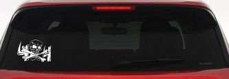 Skull and Cross Bones 4X4 Off Road Car or Truck Window Decal Sticker (White)