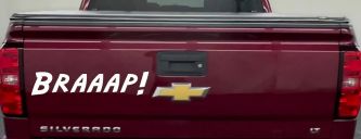 Braaap Car or Truck Window Decal Sticker (White)