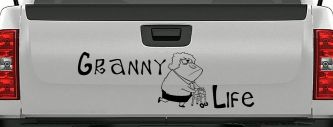 Granny Life Funny Car or Truck Window Decal Sticker (Black)