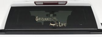 Granny Life Funny Car or Truck Window Vinyl Decal Sticker (Desert Sand)