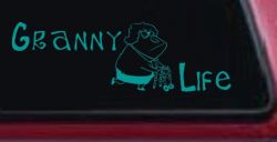 Granny Life Funny Car or Truck Window Decal Sticker (Turquoise)