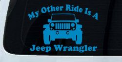 My Other Ride is a Jeep Wrangler Off Road Car or Truck Window Decal Sticker (Blue)