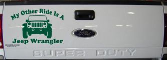 My Other Ride is a Jeep Wrangler Off Road Car or Truck Window Decal Sticker (Dark Green)
