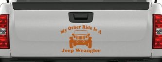 My Other Ride is a Jeep Wrangler Off Road Car or Truck Window Vinyl Decal Sticker (Nut Brown)