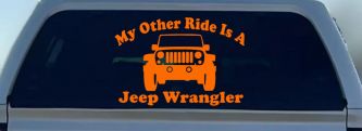 My Other Ride is a Jeep Wrangler Off Road Car or Truck Window Decal Sticker (Orange)