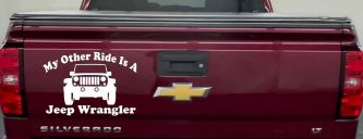 My Other Ride is a Jeep Wrangler Off Road Car or Truck Window Vinyl Decal Sticker (White)