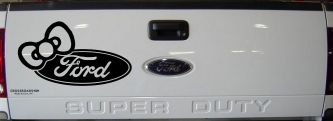 Ford with Bow Moto Sports Car or Truck Window Decal Sticker (Black)