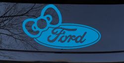 Ford with Bow Moto Sports Car or Truck Window Decal Sticker (Blue)