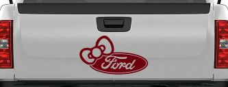 Ford with Bow Moto Sports Car or Truck Window Decal Sticker (Burgundy)
