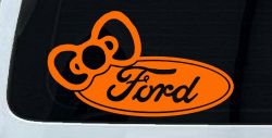 Ford with Bow Moto Sports Car or Truck Window Vinyl Decal Sticker (Orange)
