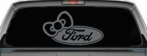 Ford with Bow Moto Sports Car or Truck Window Vinyl Decal Sticker (Silver)