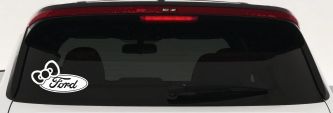Ford with Bow Moto Sports Car or Truck Window Vinyl Decal Sticker (White)