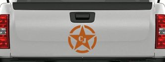 Military Jeep CJ Segmented Star  Off Road Car or Truck Window Decal Sticker (Nut Brown)