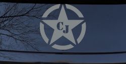 Military Jeep CJ Segmented Star  Off Road Car or Truck Window Decal Sticker (Telegrey)