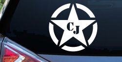 Military Jeep CJ Segmented Star  Off Road Car or Truck Window Decal Sticker