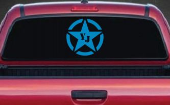 Military Jeep YJ Segmented Star Off Road Car or Truck Window Decal Sticker (Blue)