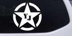 Military Jeep YJ Segmented Star Off Road Car or Truck Window Decal Sticker