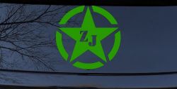 Military Jeep ZJ Segmented Star Off Road Car or Truck Window Decal Sticker (Lime)