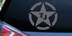 Military Jeep TJ Segmented Star Off Road Car or Truck Window Decal Sticker (Silver)