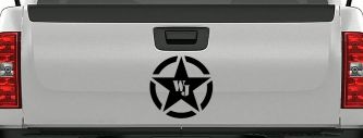 Military Jeep WJ Segmented Star  Off Road Car or Truck Window Decal Sticker (Black)