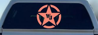 Military Jeep WJ Segmented Star  Off Road Car or Truck Window Decal Sticker (Coral)