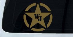 Military Jeep WJ Segmented Star  Off Road Car or Truck Window Decal Sticker (Gold)
