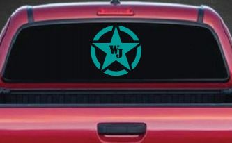 Military Jeep WJ Segmented Star  Off Road Car or Truck Window Decal Sticker (Turquoise)